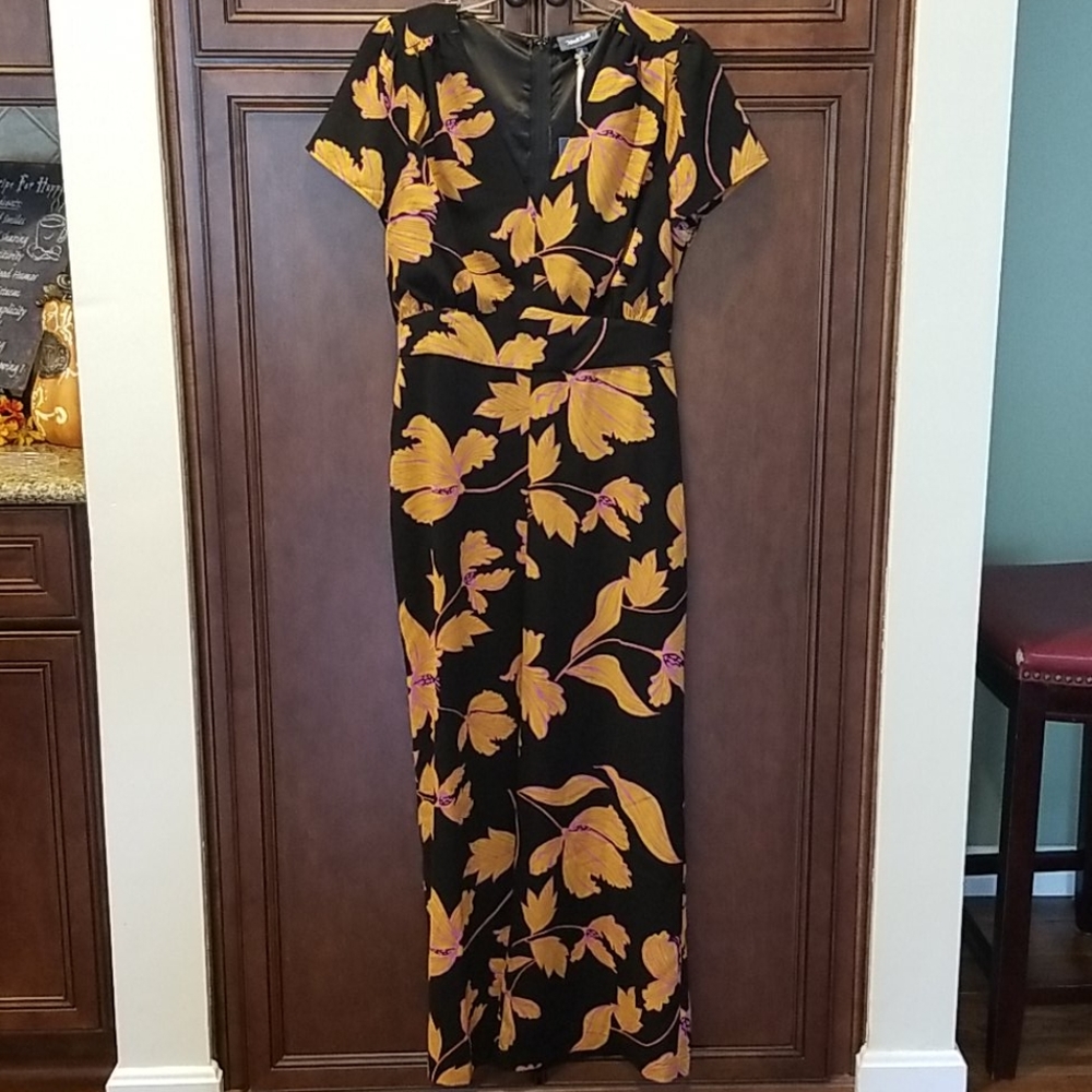 Modcloth Black and Orange Wrap Jumpsuit